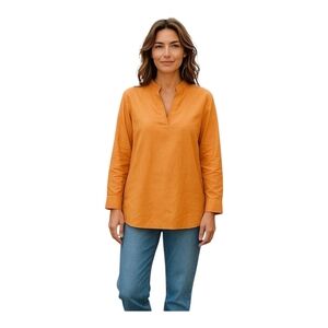 HARSHMAN Ellis Cotton Popover Tunic Blouse Persimmon Coral Sz 2X MSRP $225